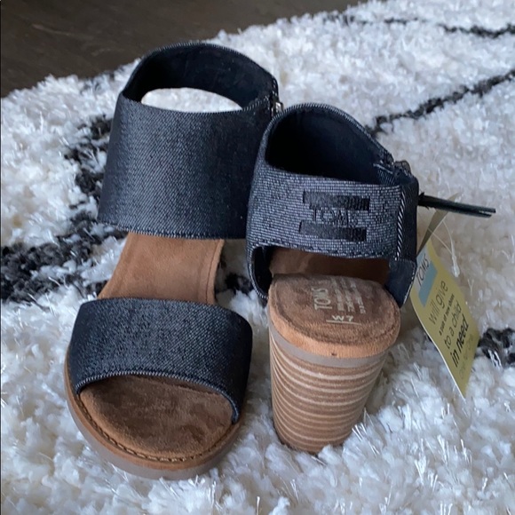Toms Shoes - Black Denim Majorca Cutout TOMS